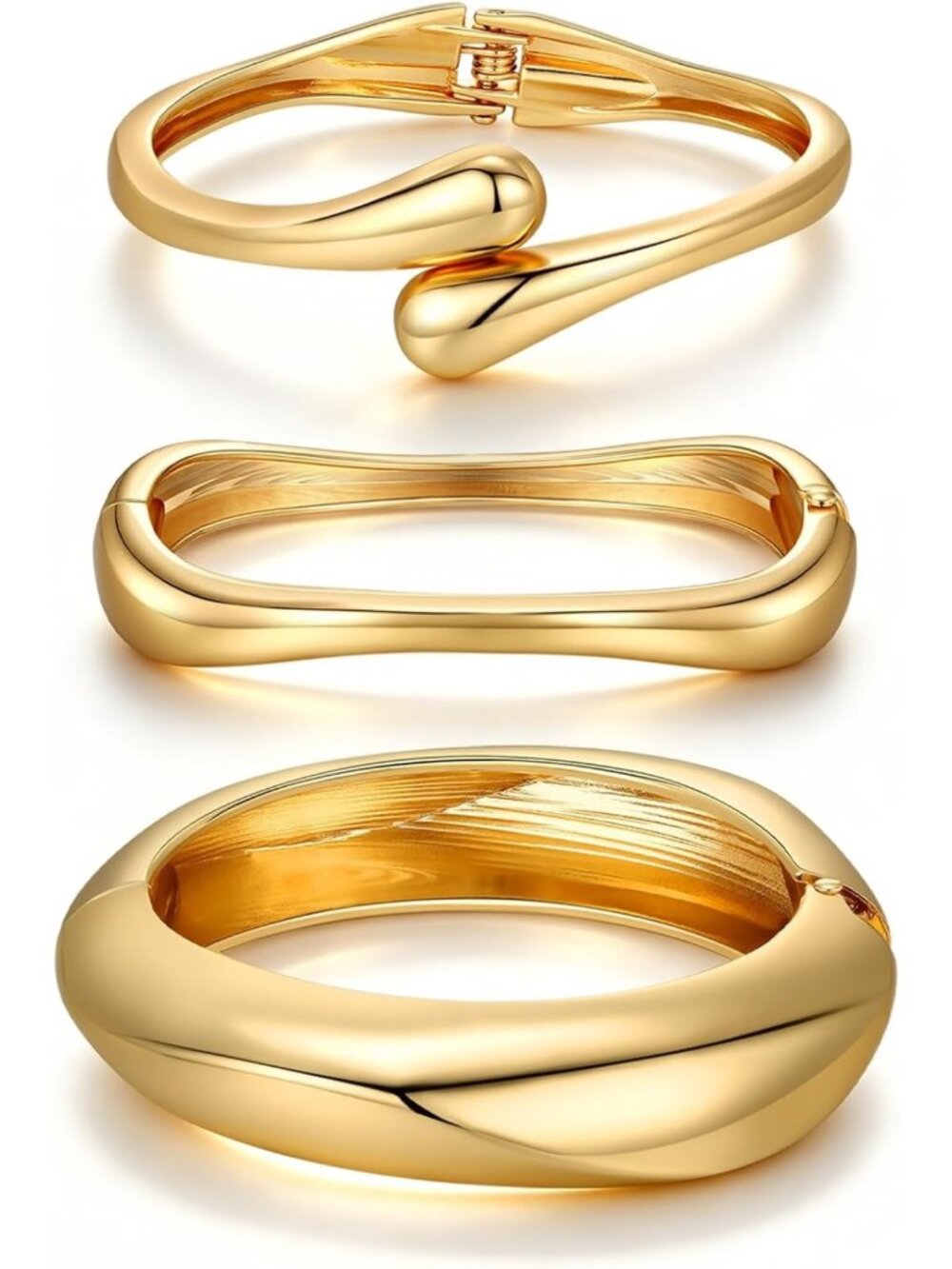 Trendy Chunky Gold Bangle Bracelets Set - Non-Tarnish Cuff Jewelry Gift for Her